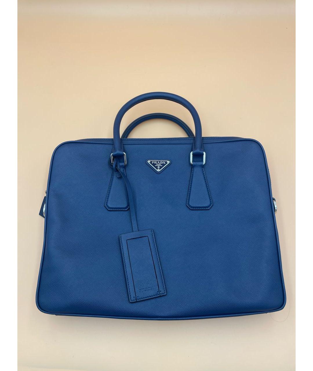 PRADA Синий кожаный портфель, фото 9