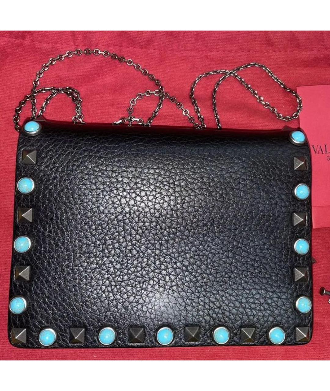 VALENTINO Черная кожаная сумка через плечо, фото 7