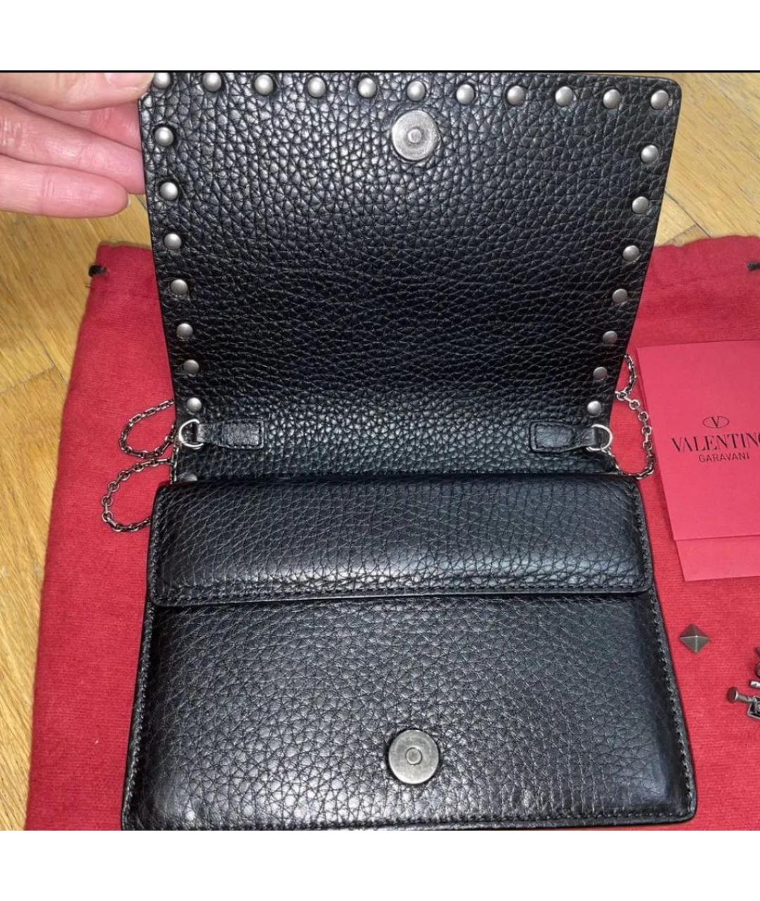 VALENTINO Черная кожаная сумка через плечо, фото 4
