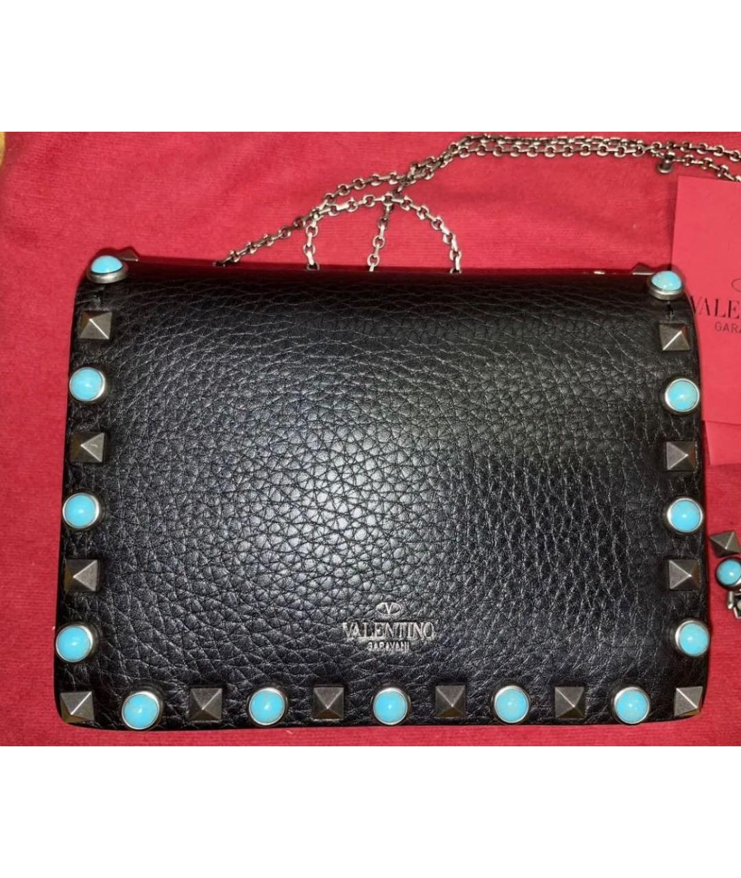 VALENTINO Черная кожаная сумка через плечо, фото 2