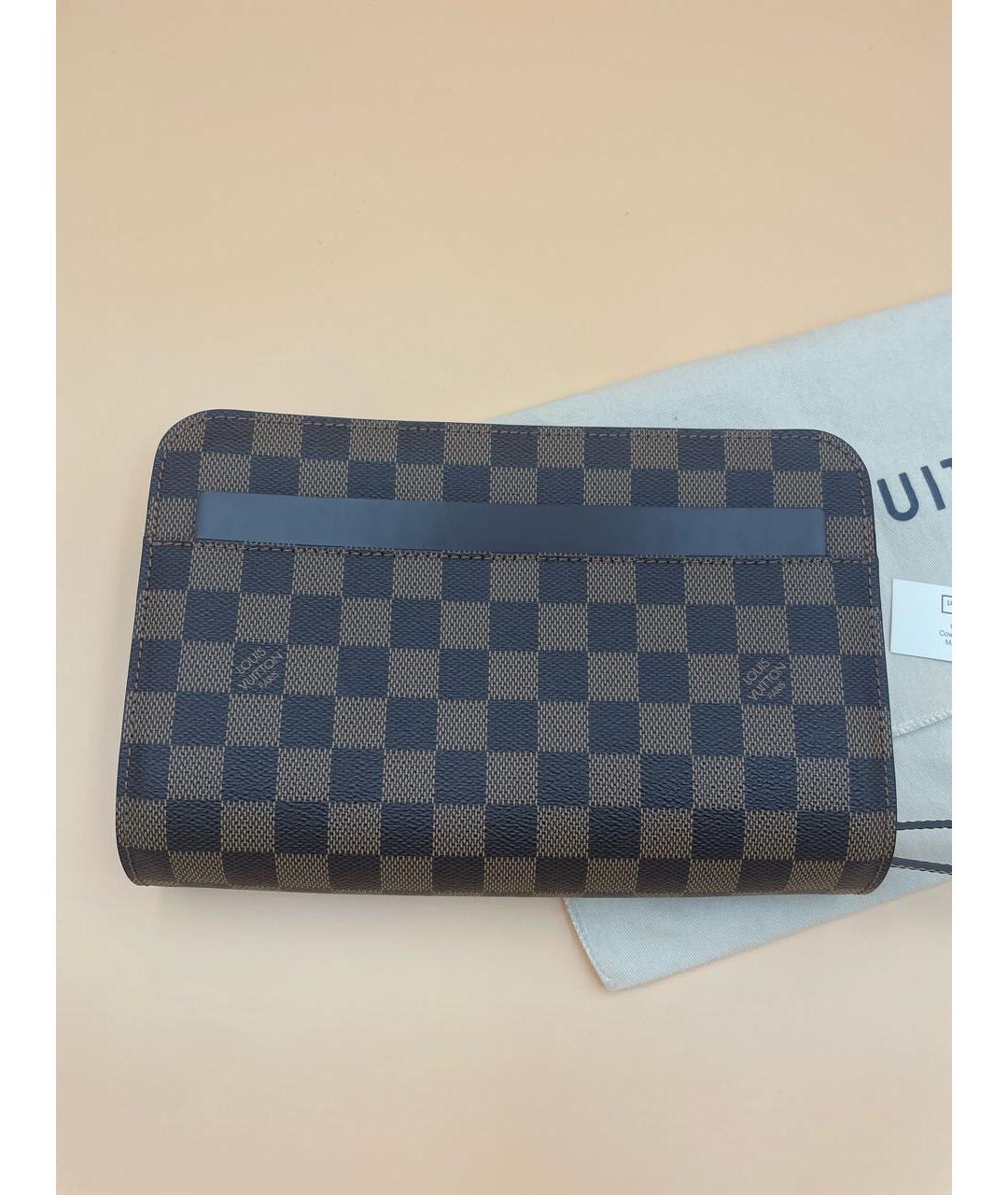 LOUIS VUITTON Коричневая кожаная барсетка, фото 8