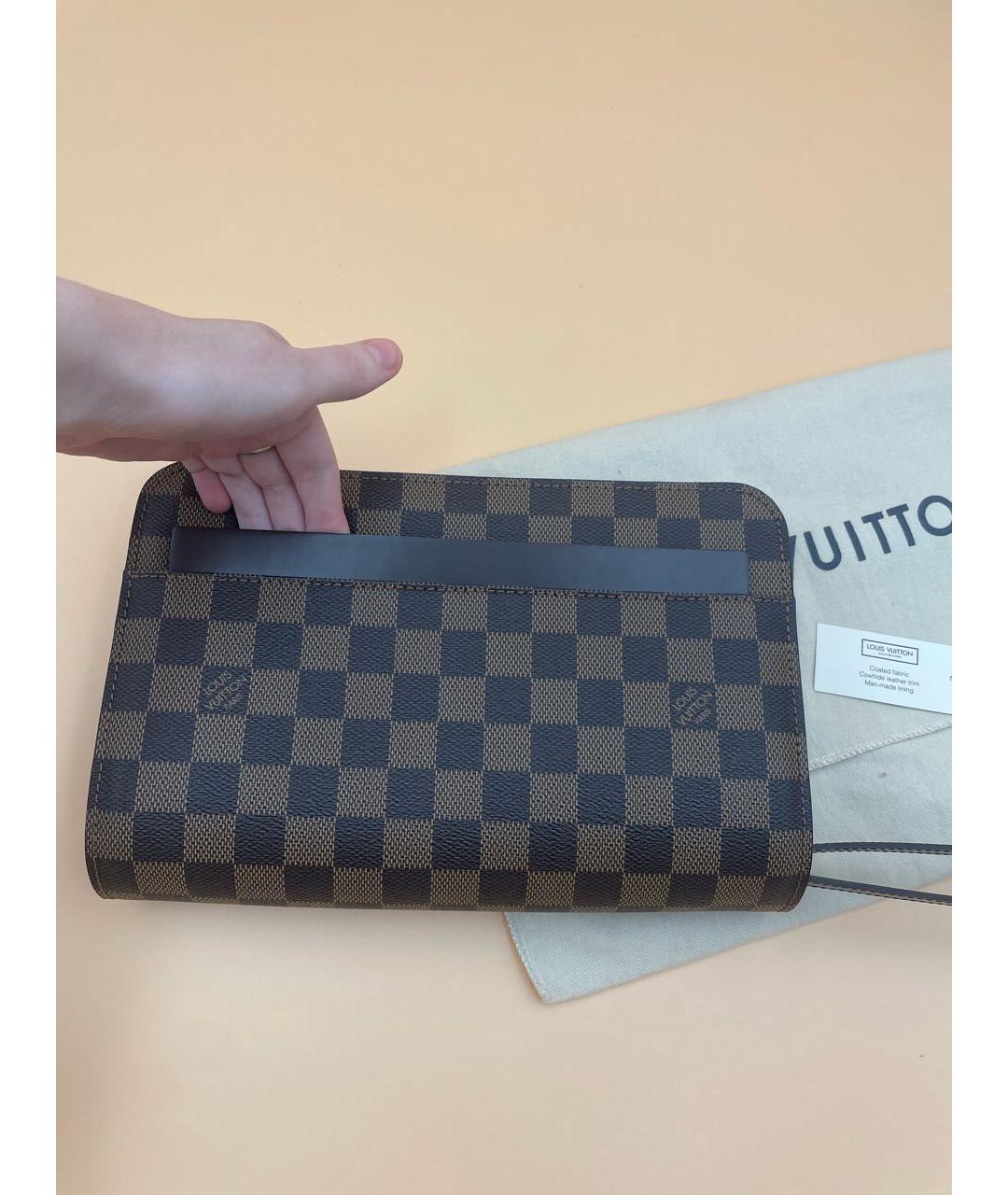 LOUIS VUITTON Коричневая кожаная барсетка, фото 6