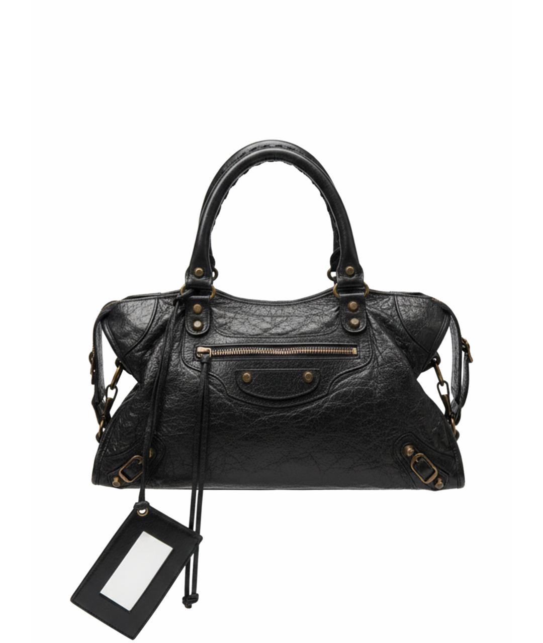 BALENCIAGA Черная кожаная сумка с короткими ручками, фото 1