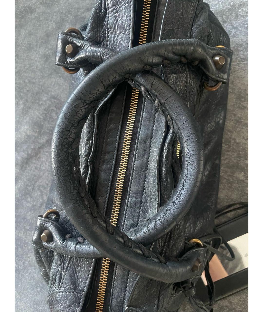 BALENCIAGA Черная кожаная сумка с короткими ручками, фото 4