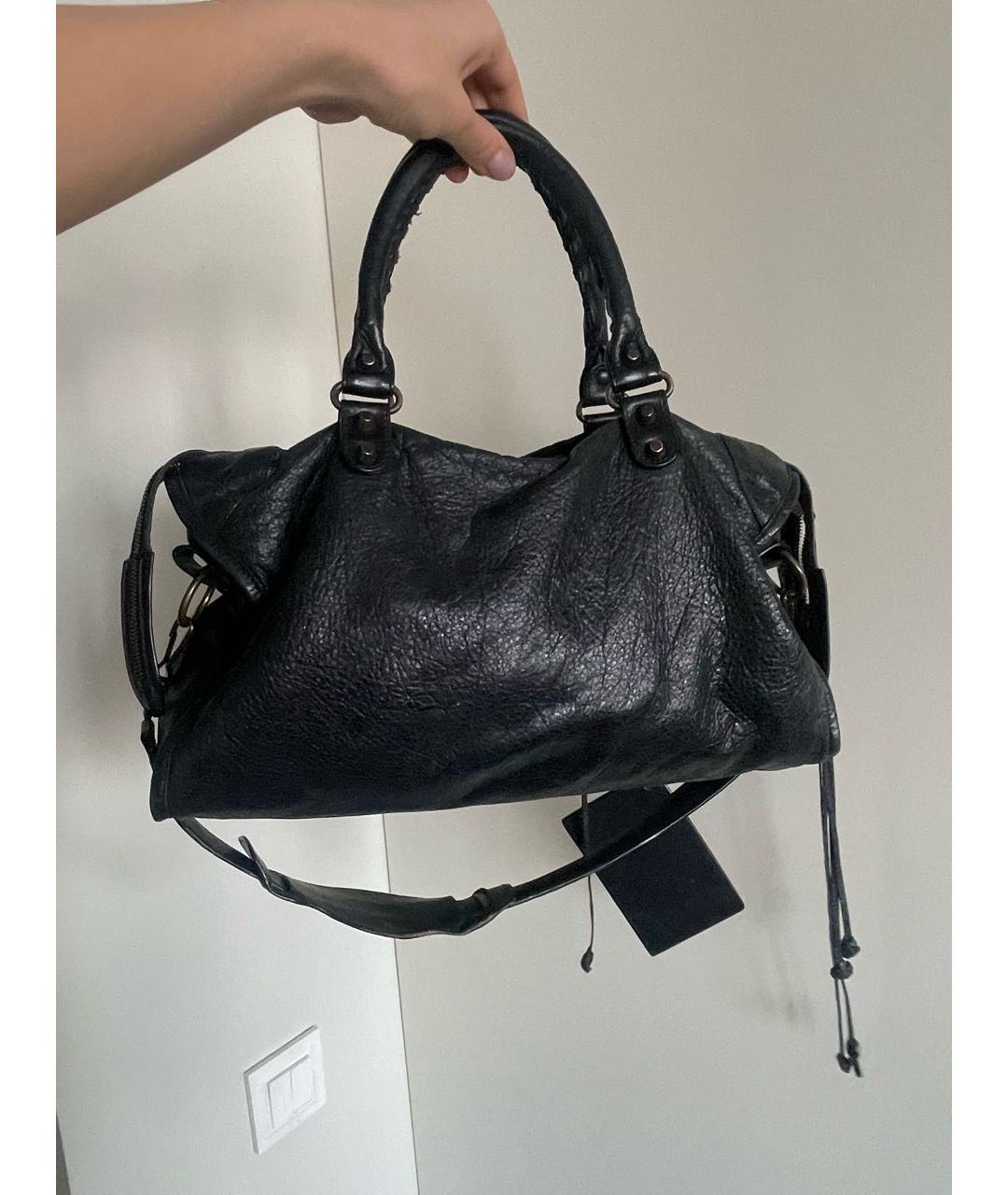 BALENCIAGA Черная кожаная сумка с короткими ручками, фото 2