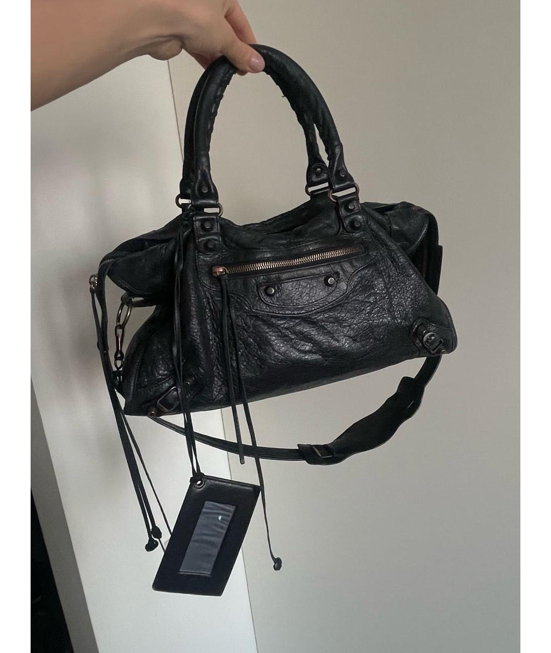 BALENCIAGA Черная кожаная сумка с короткими ручками, фото 9