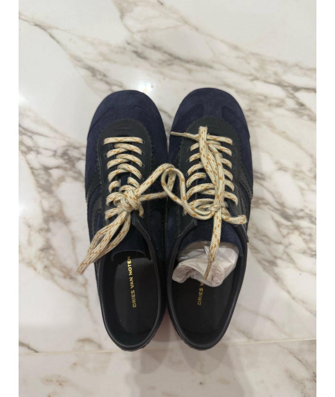 DRIES VAN NOTEN Темно-синие замшевые кеды, фото 3