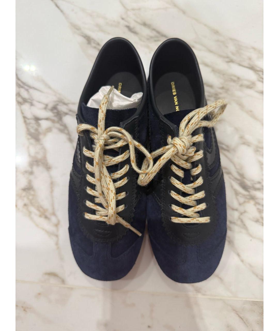 DRIES VAN NOTEN Темно-синие замшевые кеды, фото 2