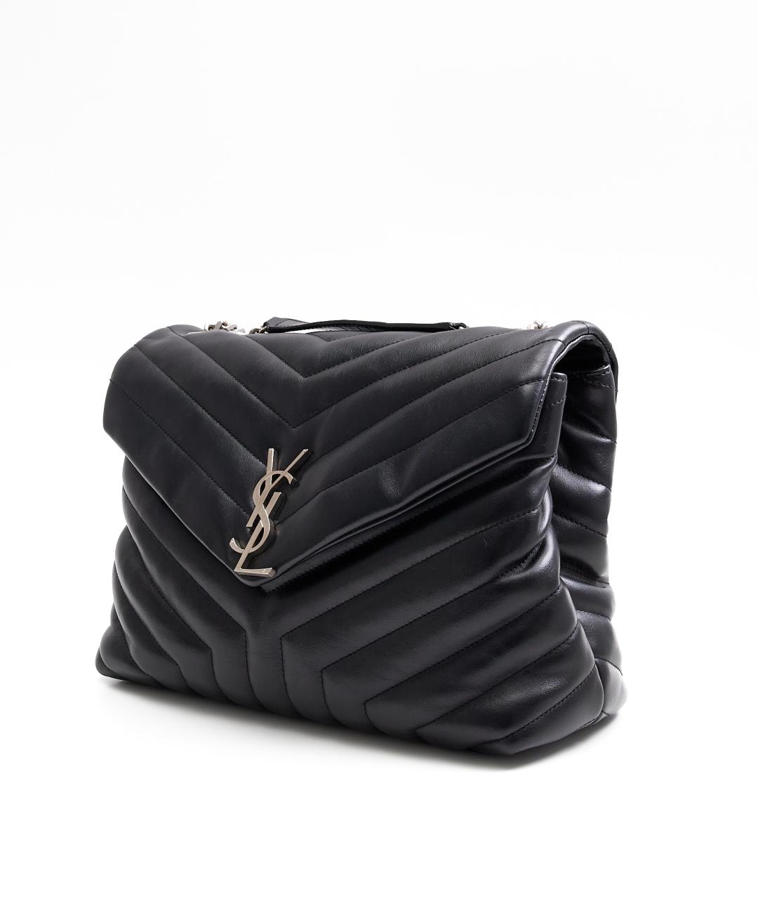 SAINT LAURENT Черная кожаная сумка через плечо, фото 2