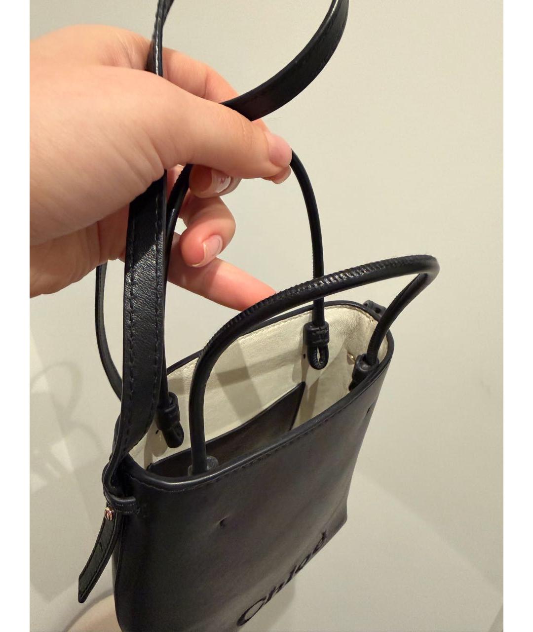 CHLOE Черная кожаная сумка тоут, фото 3