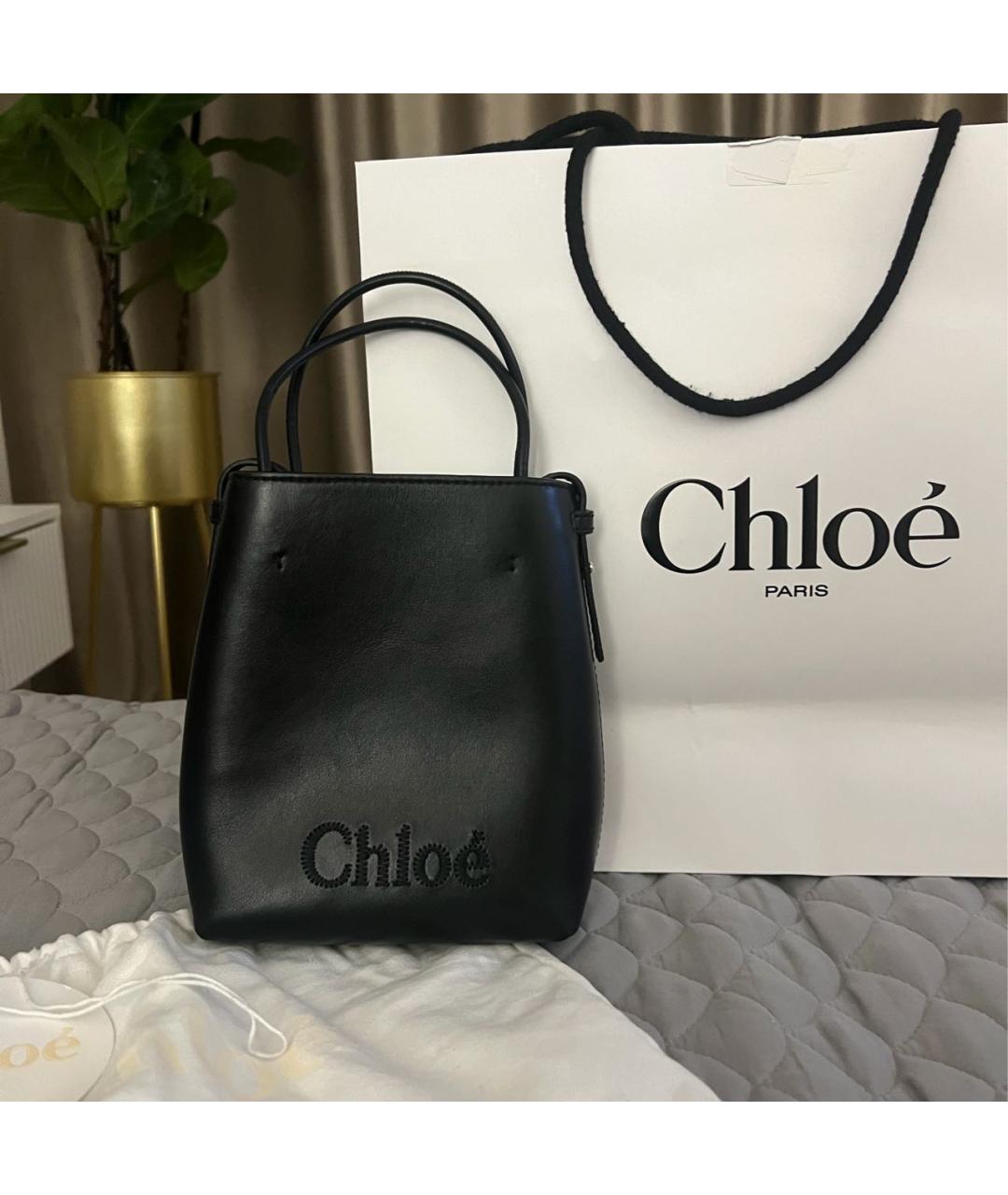 CHLOE Черная кожаная сумка тоут, фото 5