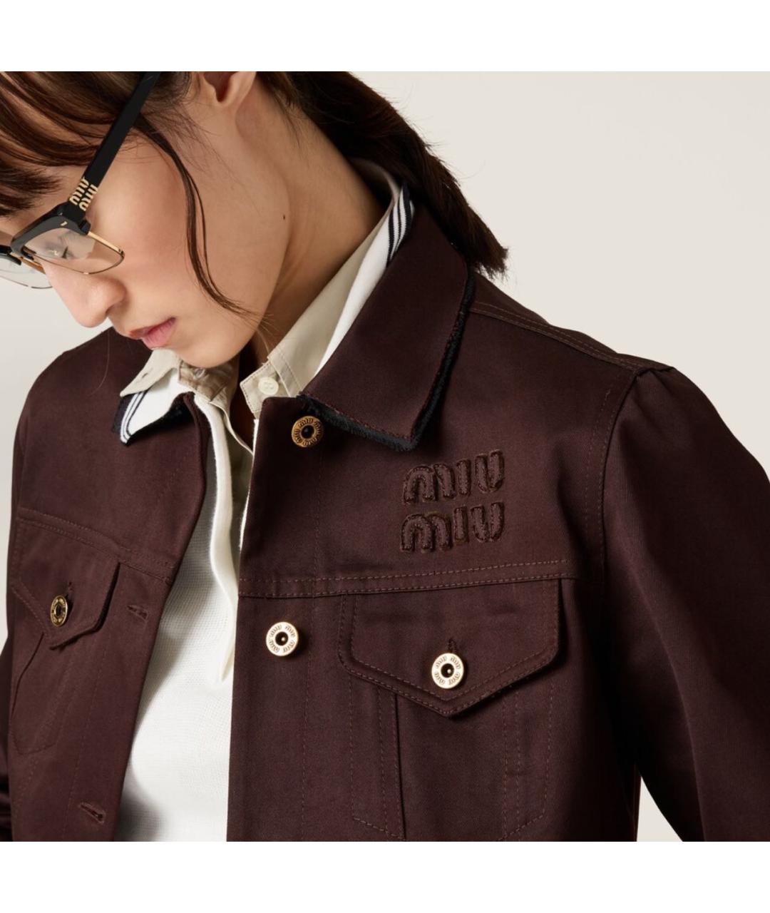 MIU MIU Коричневая деним куртка, фото 2