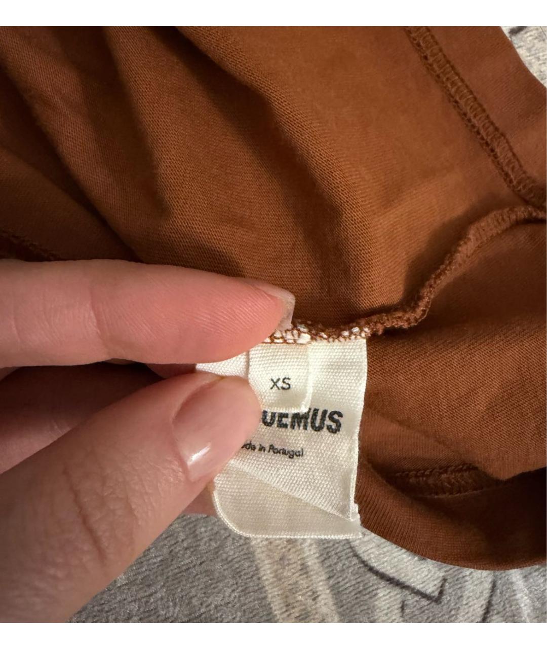 JACQUEMUS Коричневая хлопковая футболка, фото 2