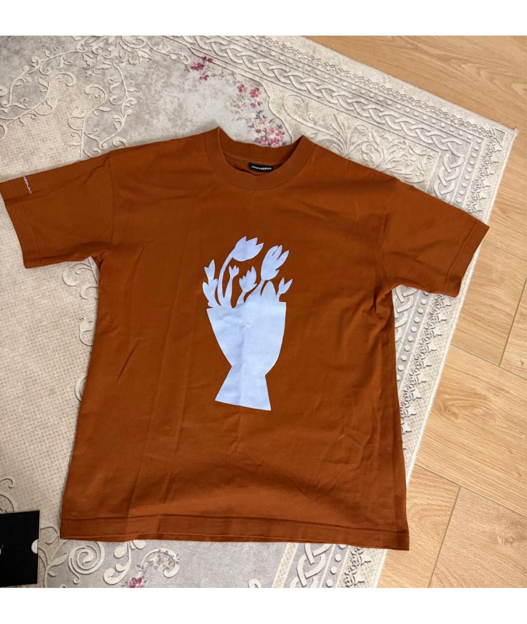 JACQUEMUS Коричневая хлопковая футболка, фото 5