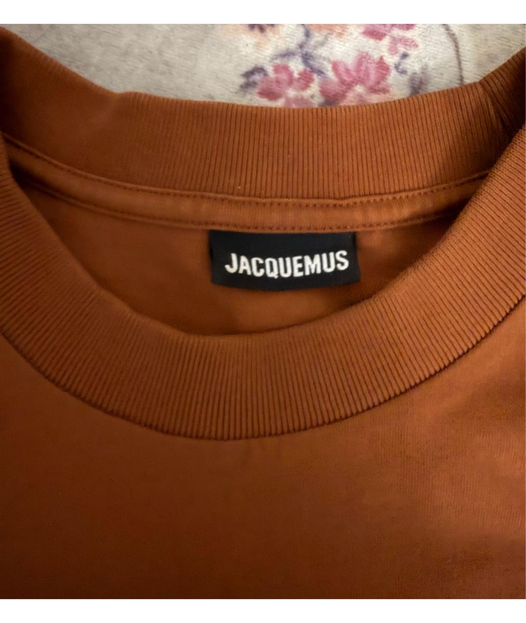 JACQUEMUS Коричневая хлопковая футболка, фото 3