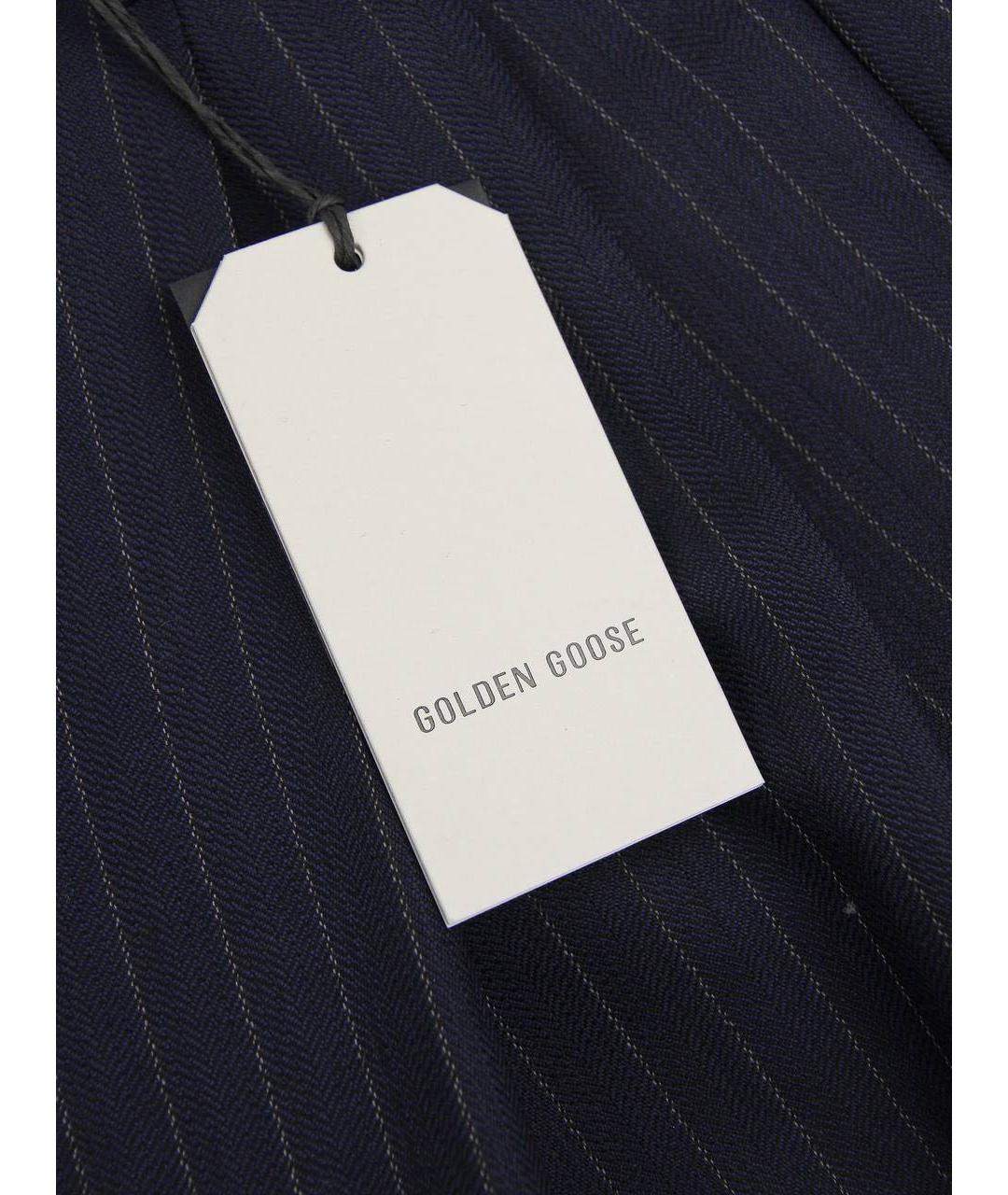 GOLDEN GOOSE DELUXE BRAND Темно-синие шерстяные брюки широкие, фото 3