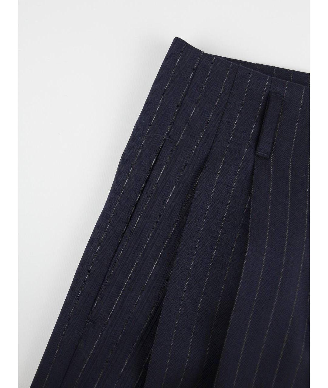 GOLDEN GOOSE DELUXE BRAND Темно-синие шерстяные брюки широкие, фото 4