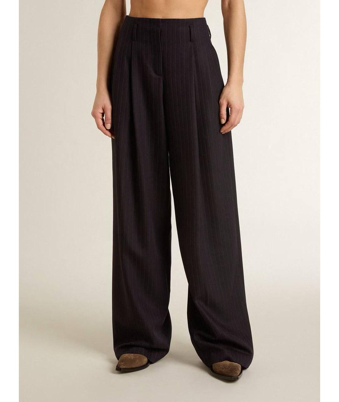 GOLDEN GOOSE DELUXE BRAND Темно-синие шерстяные брюки широкие, фото 7