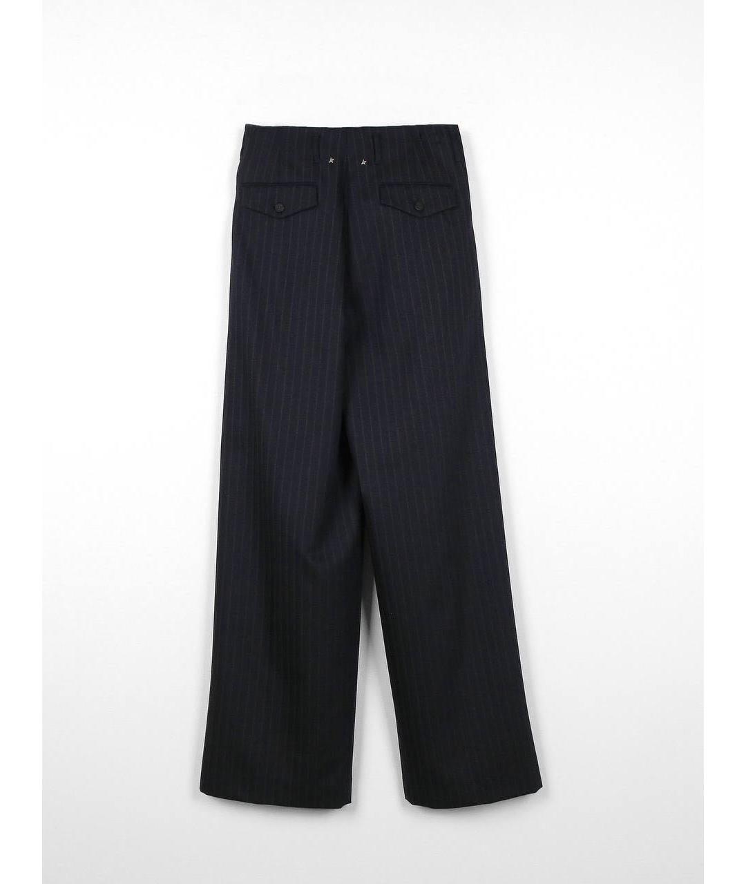 GOLDEN GOOSE DELUXE BRAND Темно-синие шерстяные брюки широкие, фото 2