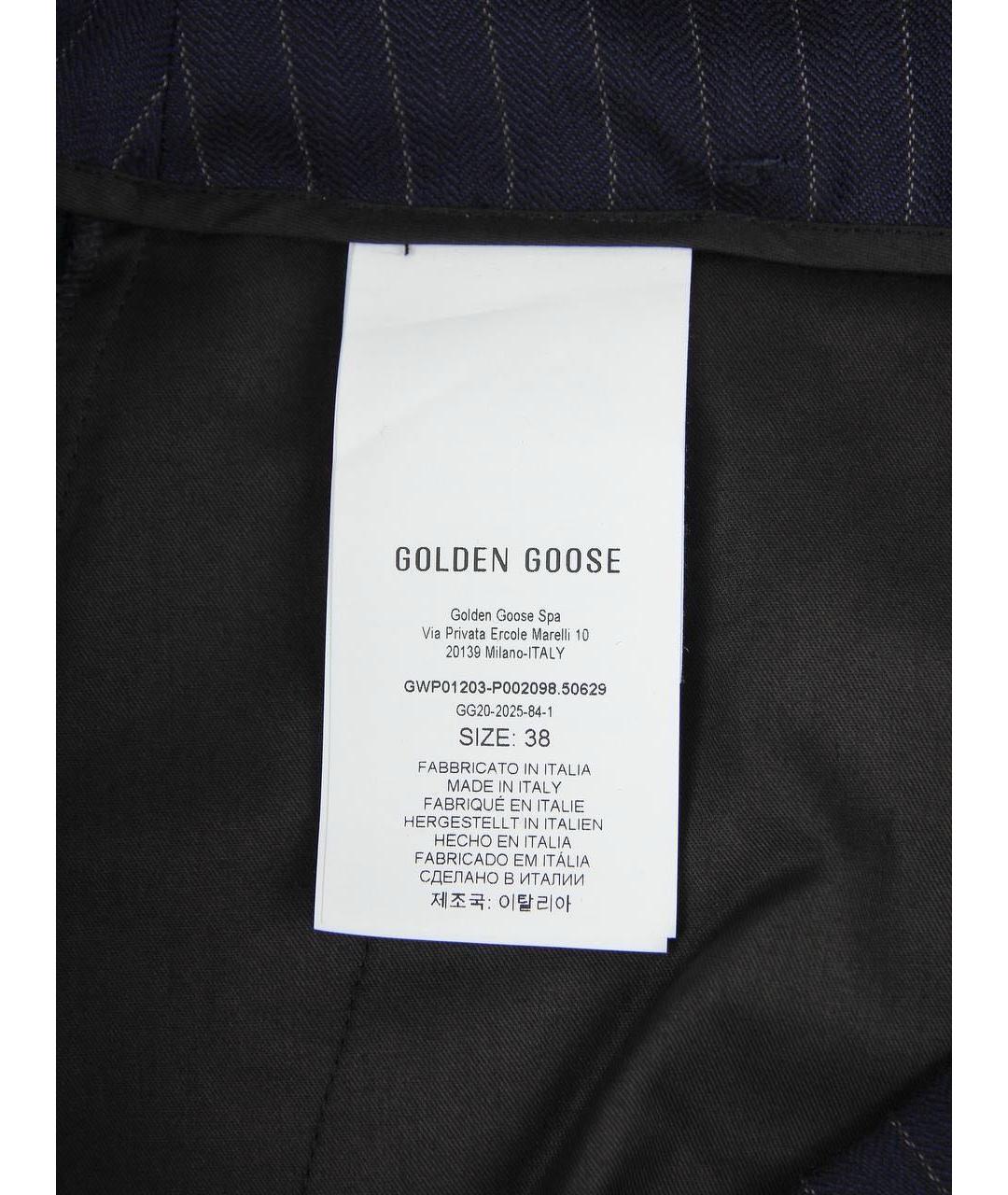 GOLDEN GOOSE DELUXE BRAND Темно-синие шерстяные брюки широкие, фото 6