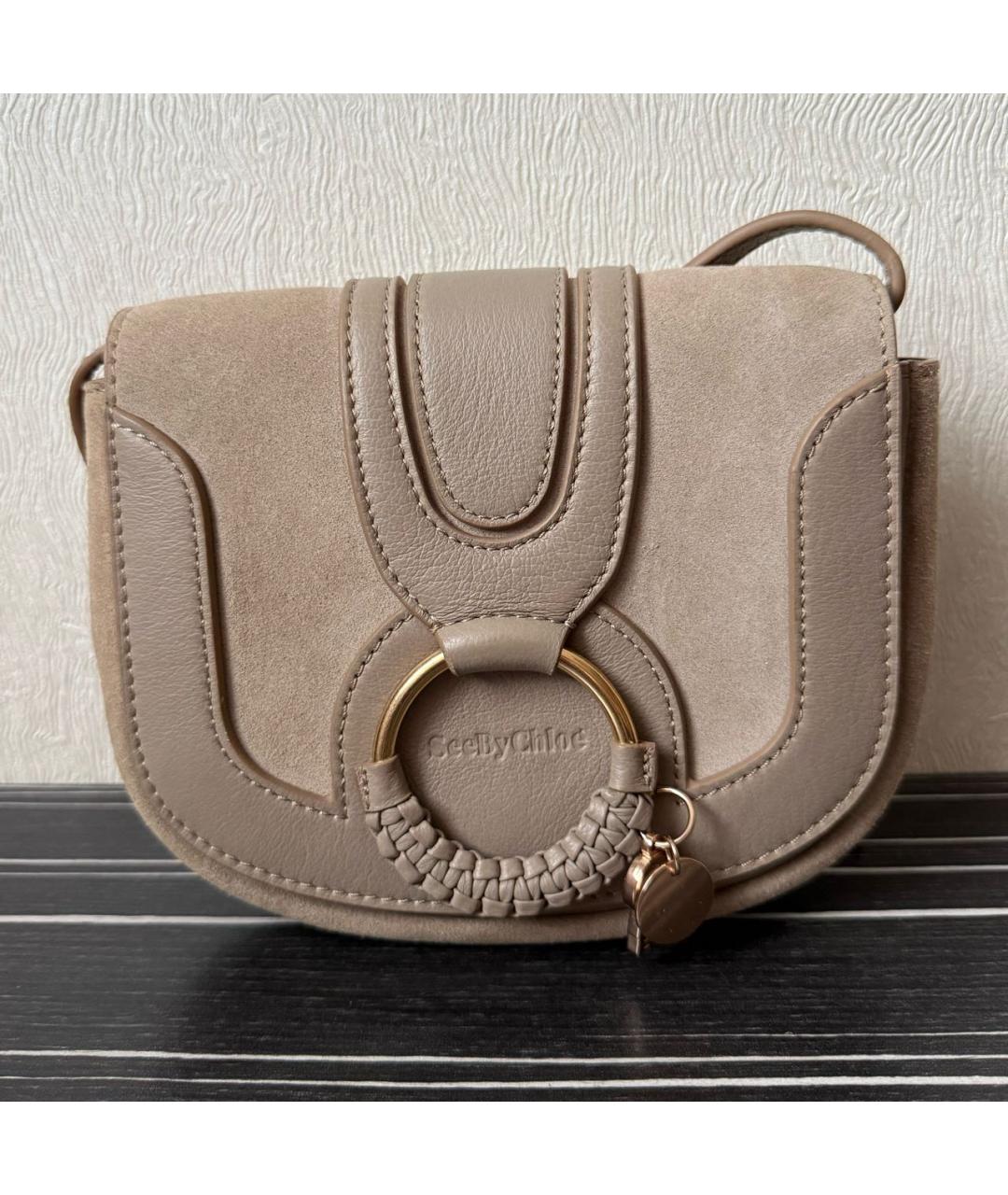 SEE BY CHLOE Бежевая замшевая сумка через плечо, фото 7