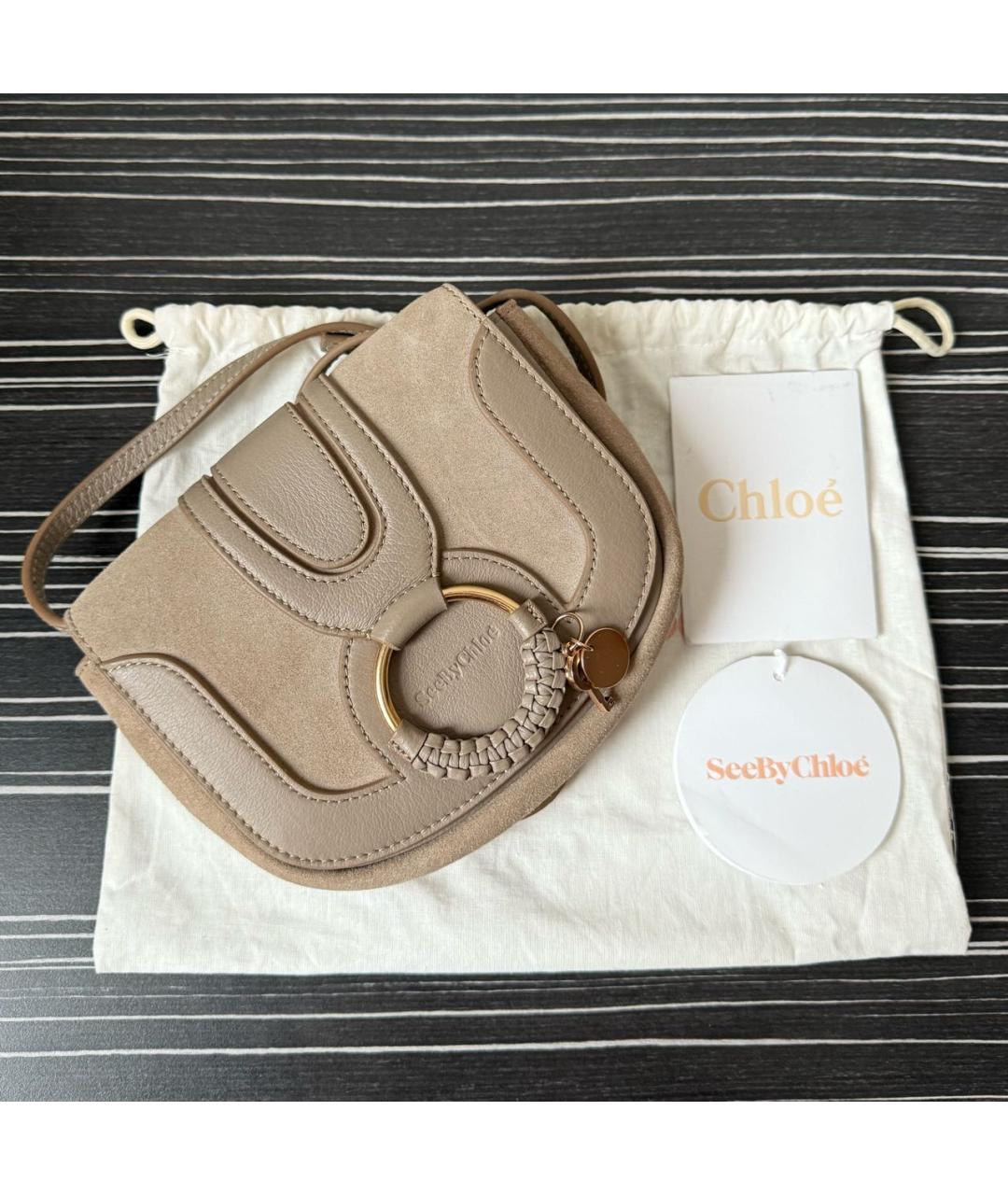 SEE BY CHLOE Бежевая замшевая сумка через плечо, фото 5