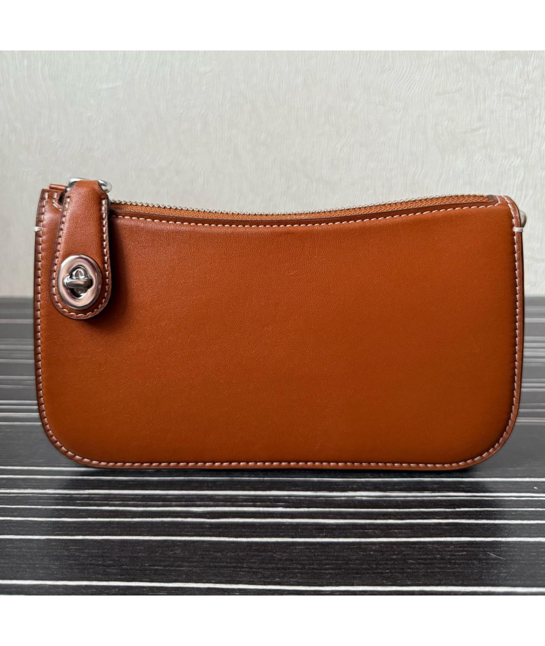 COACH Коричневая кожаная сумка через плечо, фото 6