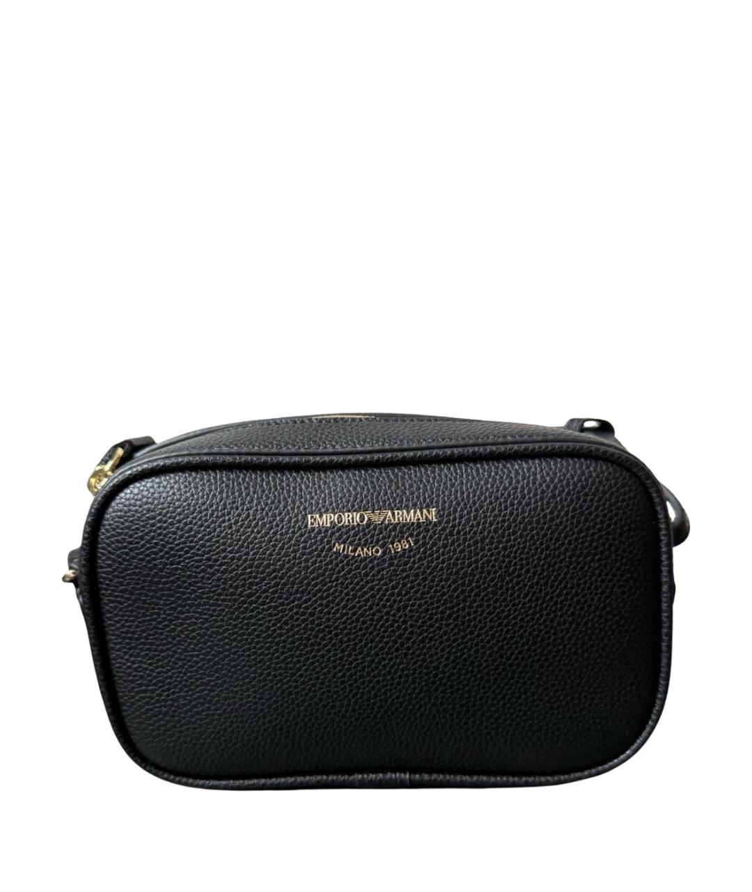 EMPORIO ARMANI Черная кожаная сумка через плечо, фото 1