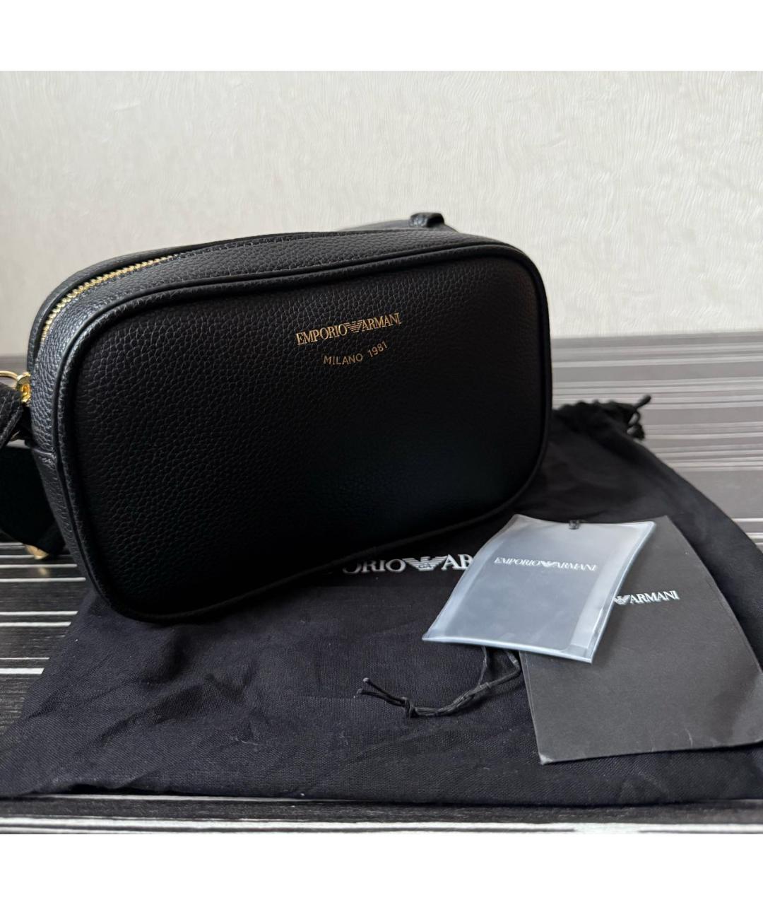 EMPORIO ARMANI Черная кожаная сумка через плечо, фото 3