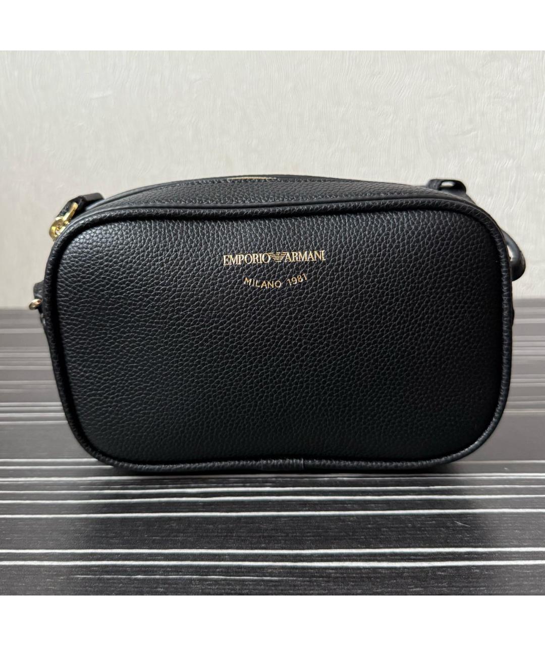 EMPORIO ARMANI Черная кожаная сумка через плечо, фото 7