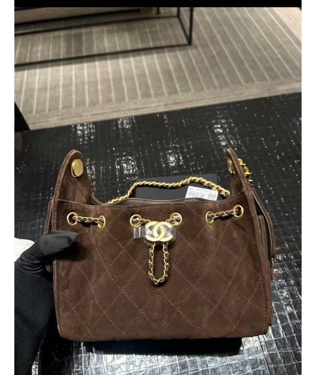 CHANEL Коричневая замшевая сумка через плечо, фото 2