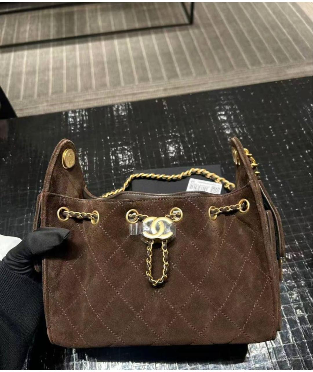 CHANEL Коричневая замшевая сумка через плечо, фото 1