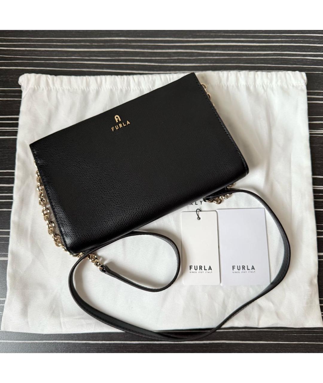 FURLA Черная кожаная сумка через плечо, фото 5