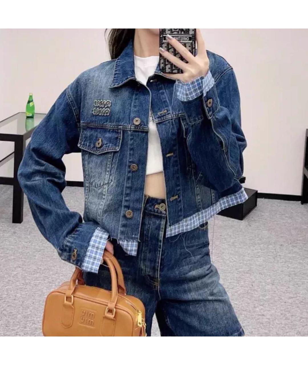 MIU MIU Синяя деним куртка, фото 4