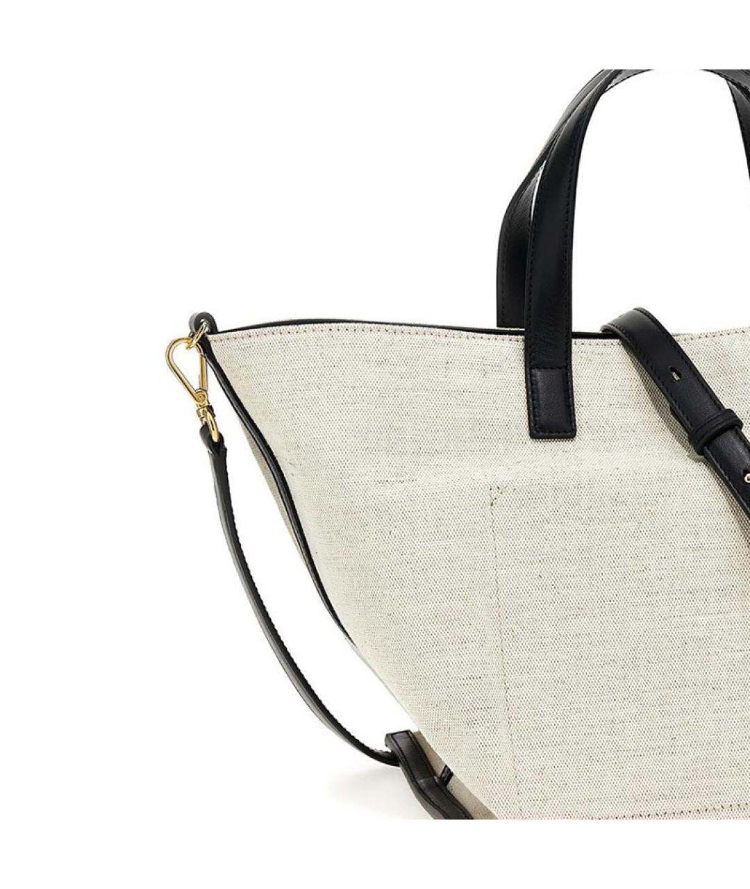 JIL SANDER Белая хлопковая сумка тоут, фото 3