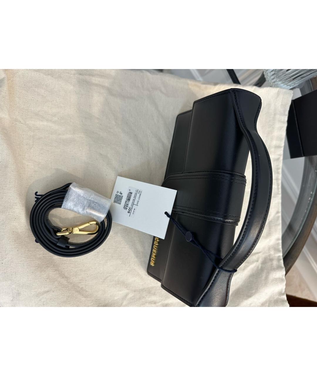 JACQUEMUS Черная кожаная сумка через плечо, фото 7