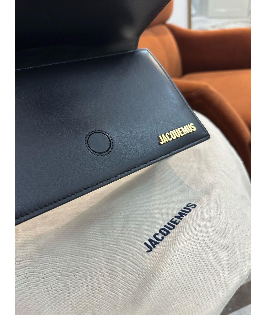 JACQUEMUS Черная кожаная сумка через плечо, фото 4