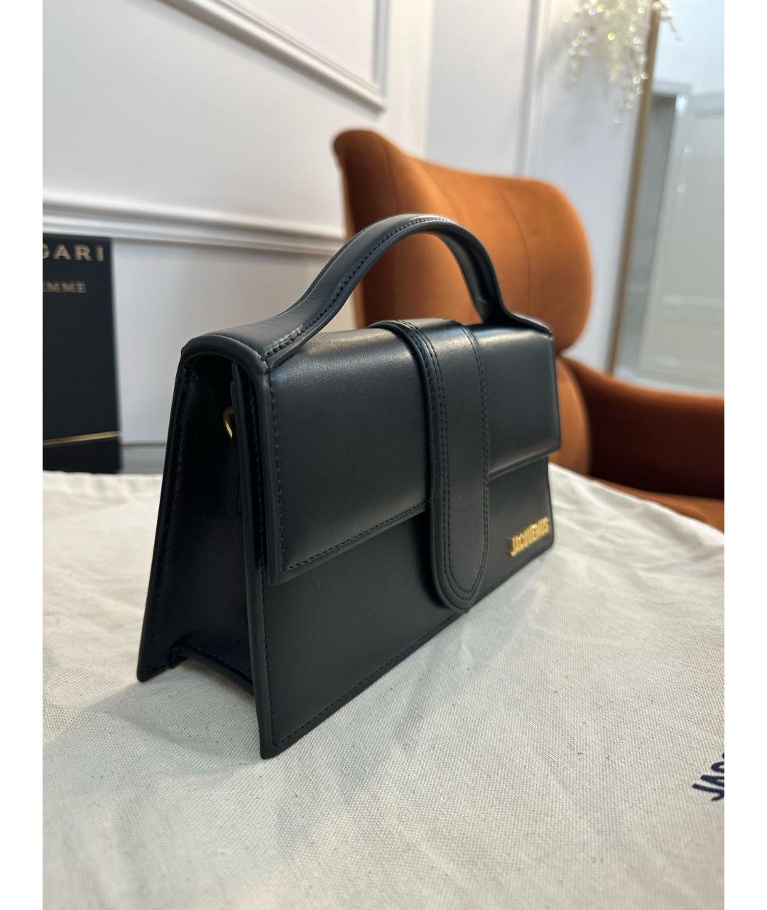 JACQUEMUS Черная кожаная сумка через плечо, фото 2