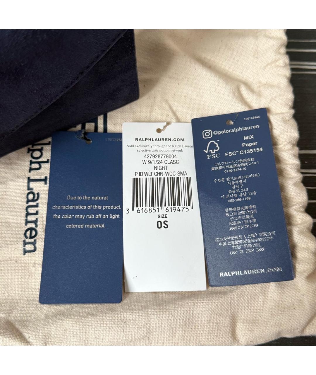 POLO RALPH LAUREN Темно-синяя замшевая сумка через плечо, фото 5