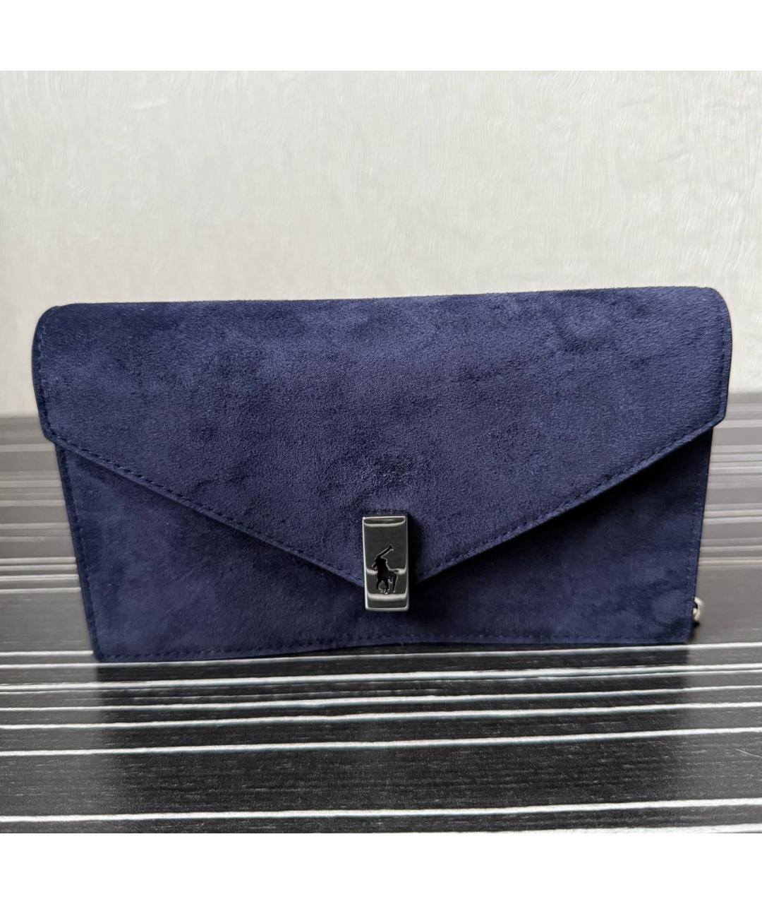 POLO RALPH LAUREN Темно-синяя замшевая сумка через плечо, фото 6