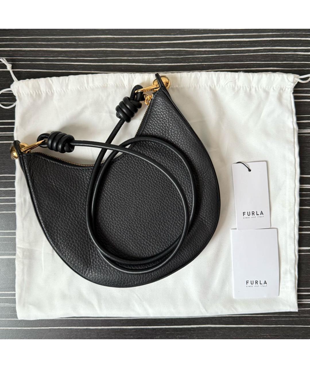 FURLA Черная кожаная сумка через плечо, фото 5