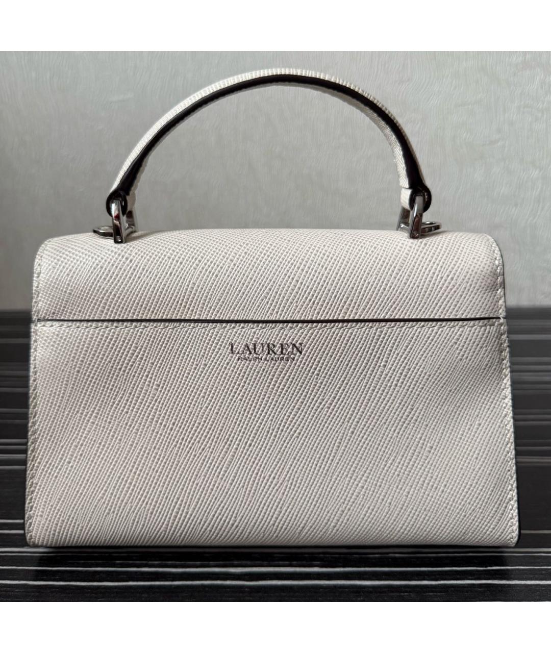 RALPH LAUREN Бежевая кожаная сумка с короткими ручками, фото 3