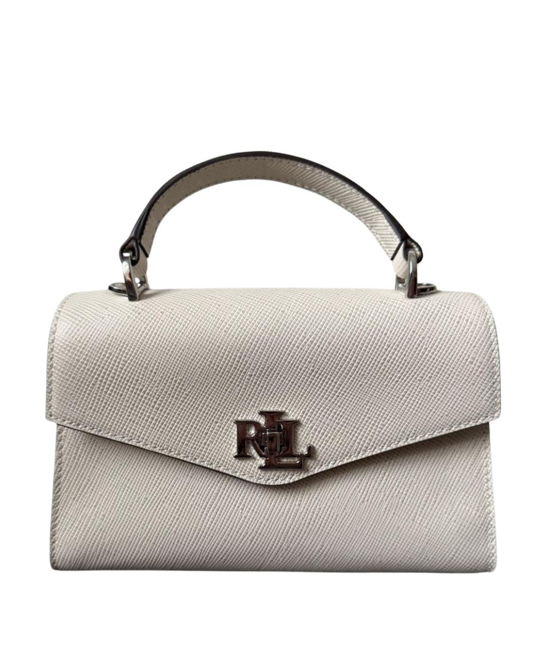 RALPH LAUREN Бежевая кожаная сумка с короткими ручками, фото 1