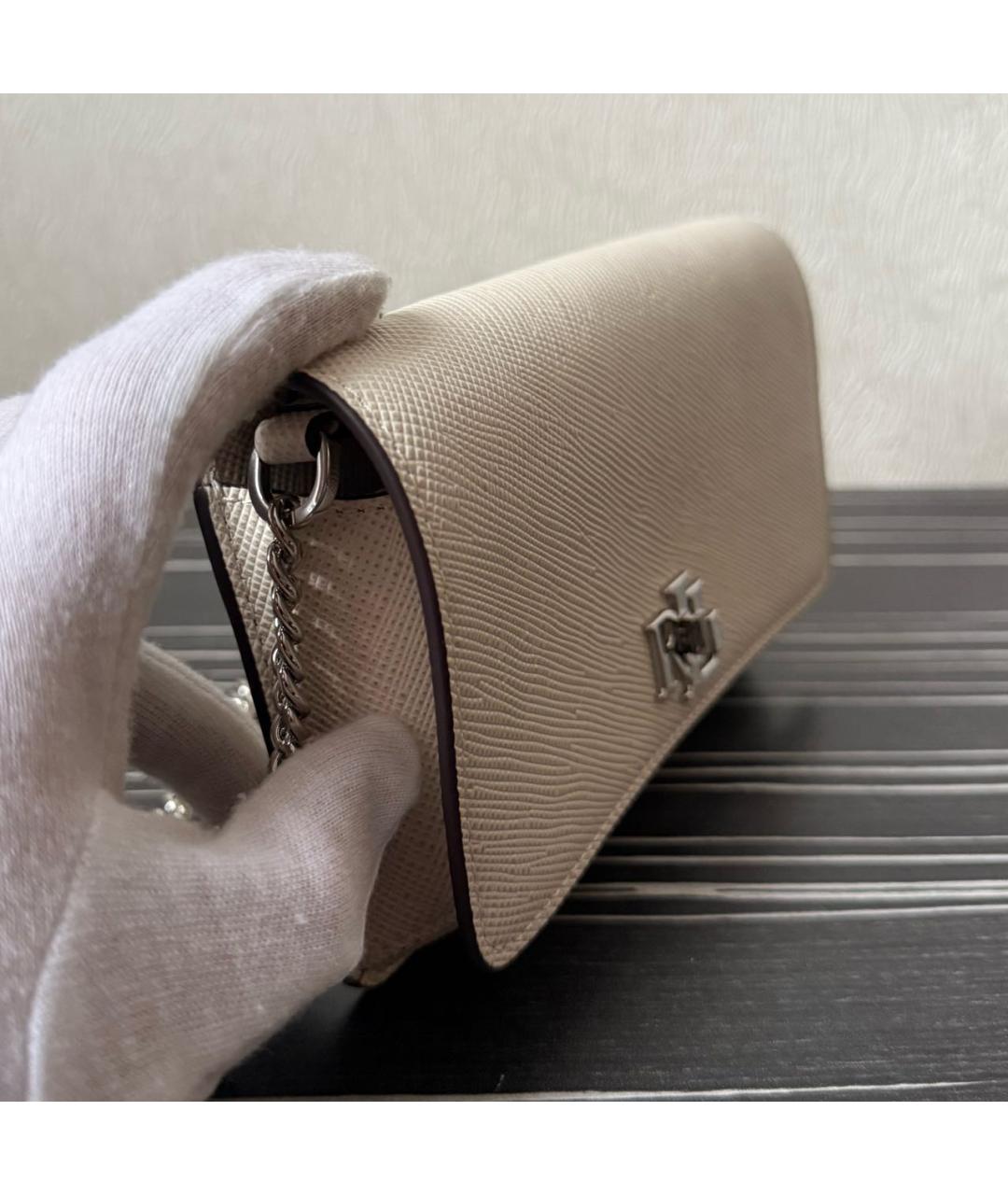 POLO RALPH LAUREN Бежевая кожаная сумка через плечо, фото 2