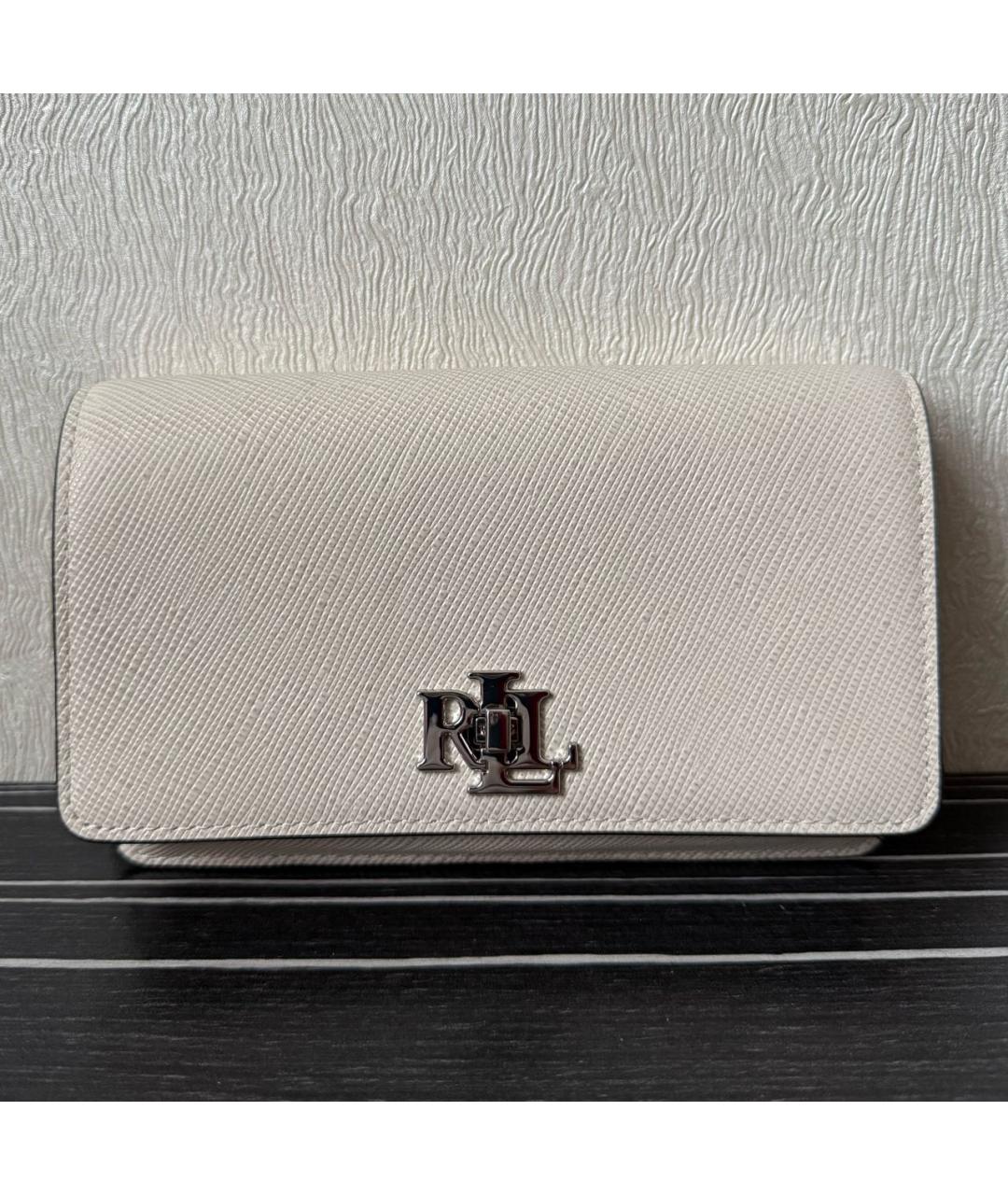 POLO RALPH LAUREN Бежевая кожаная сумка через плечо, фото 7