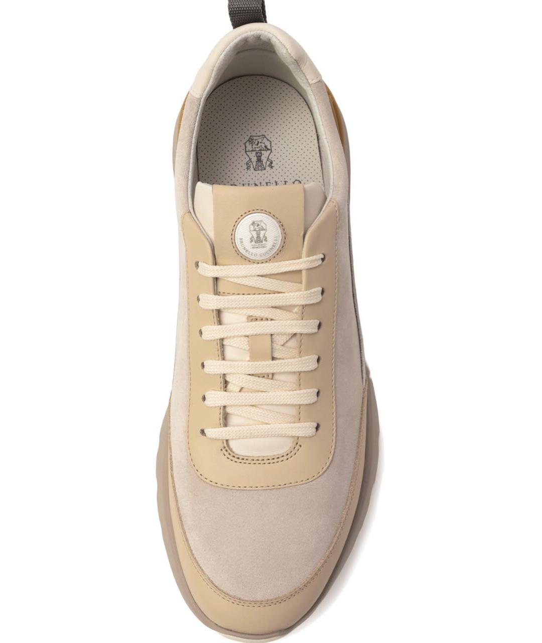 BRUNELLO CUCINELLI Бежевые кожаные низкие кроссовки / кеды, фото 4