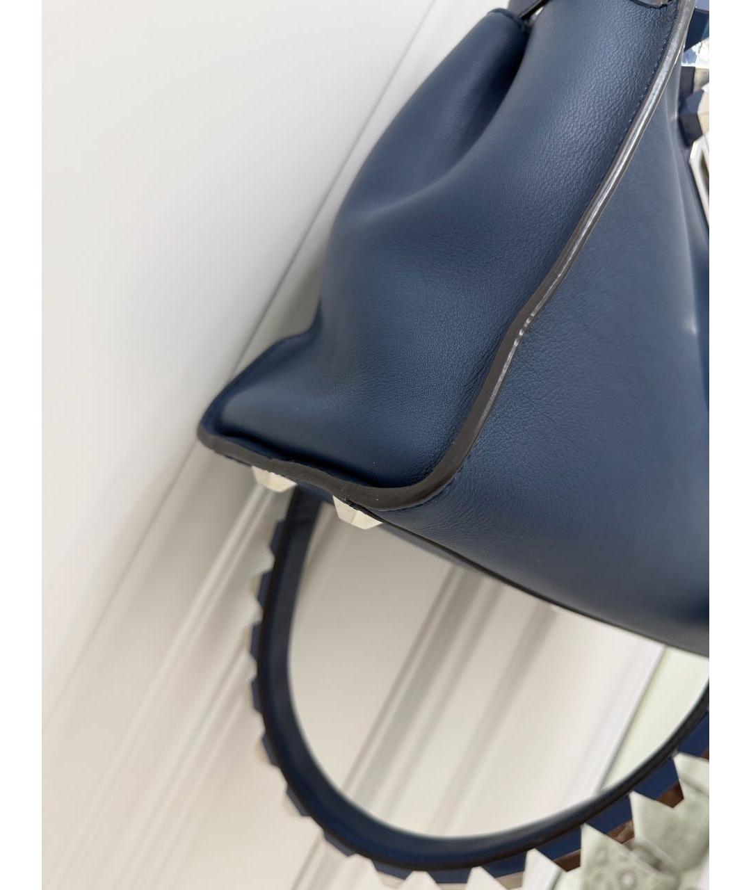FENDI Синяя кожаная сумка с короткими ручками, фото 5
