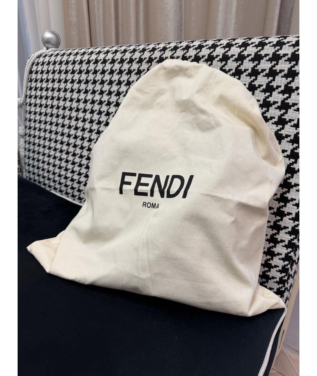 FENDI Синяя кожаная сумка с короткими ручками, фото 3