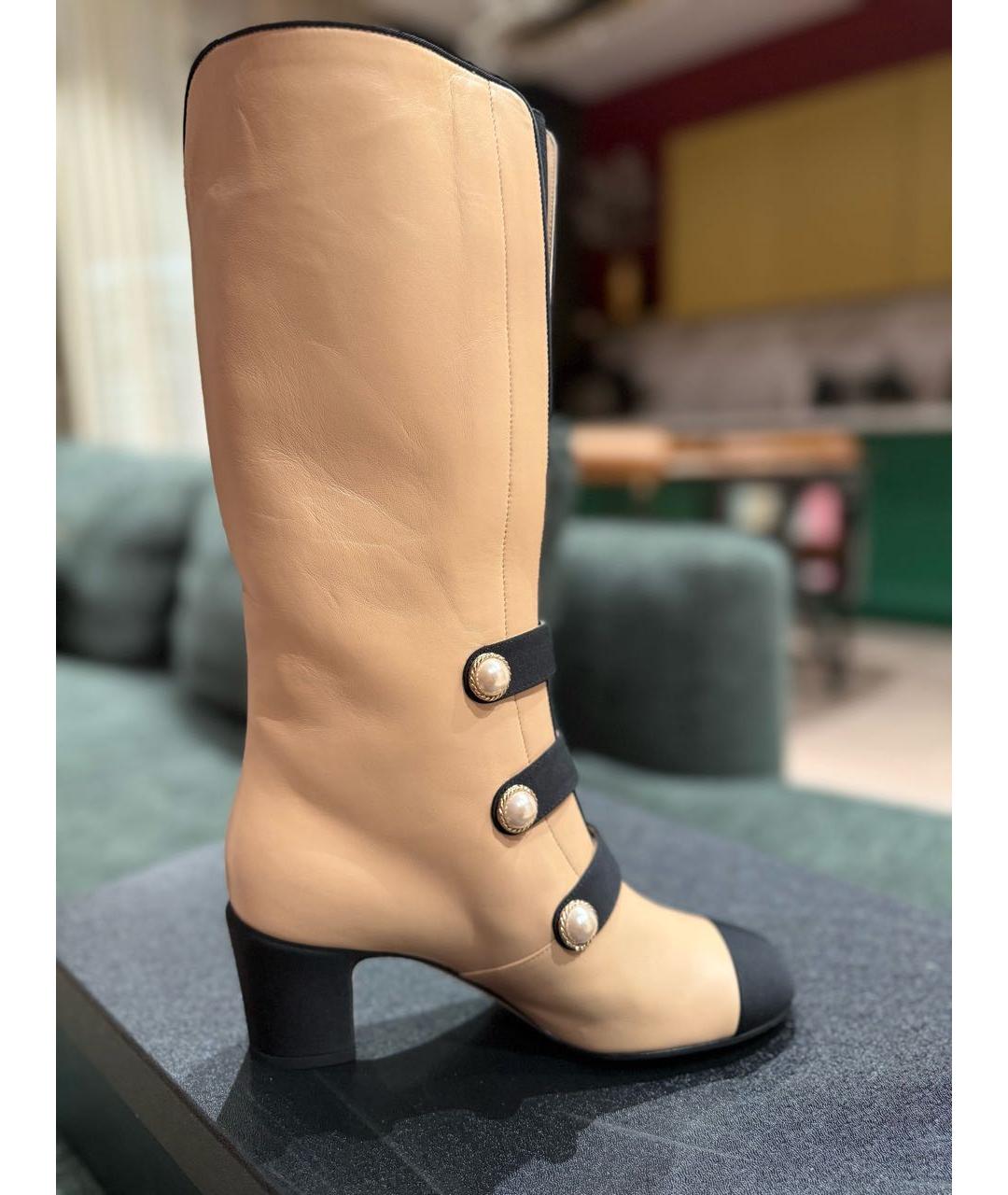 CHANEL Бежевые кожаные сапоги, фото 8