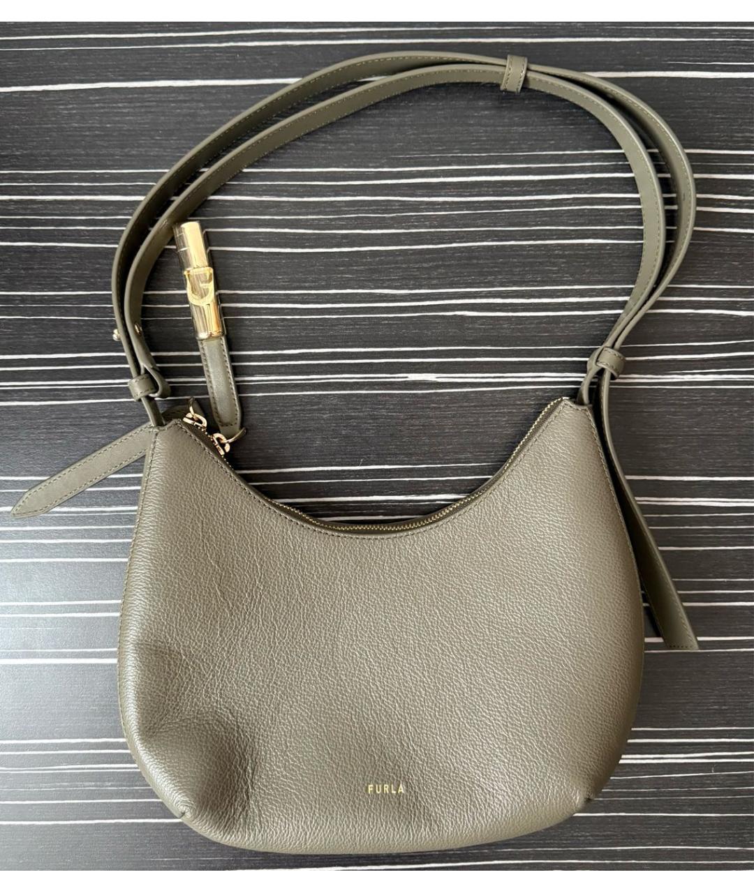 FURLA Зеленая кожаная сумка через плечо, фото 4